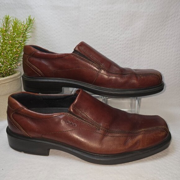MENS ECCO HELSINKI SLIP ON LOAFER, COGNAC COLOR , EURO SIZE 44, US SIZE 10 - Picture 2 of 9